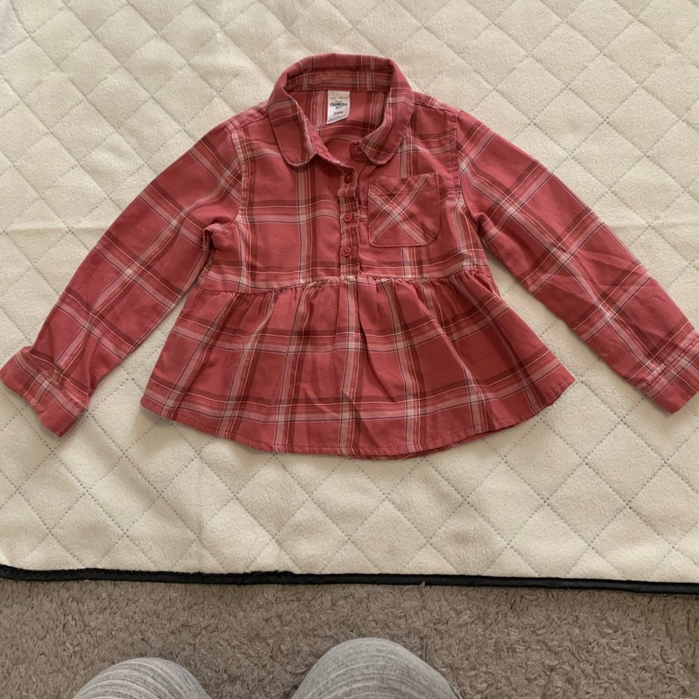 Oshkosh Pink Plaid Peplum Shirt